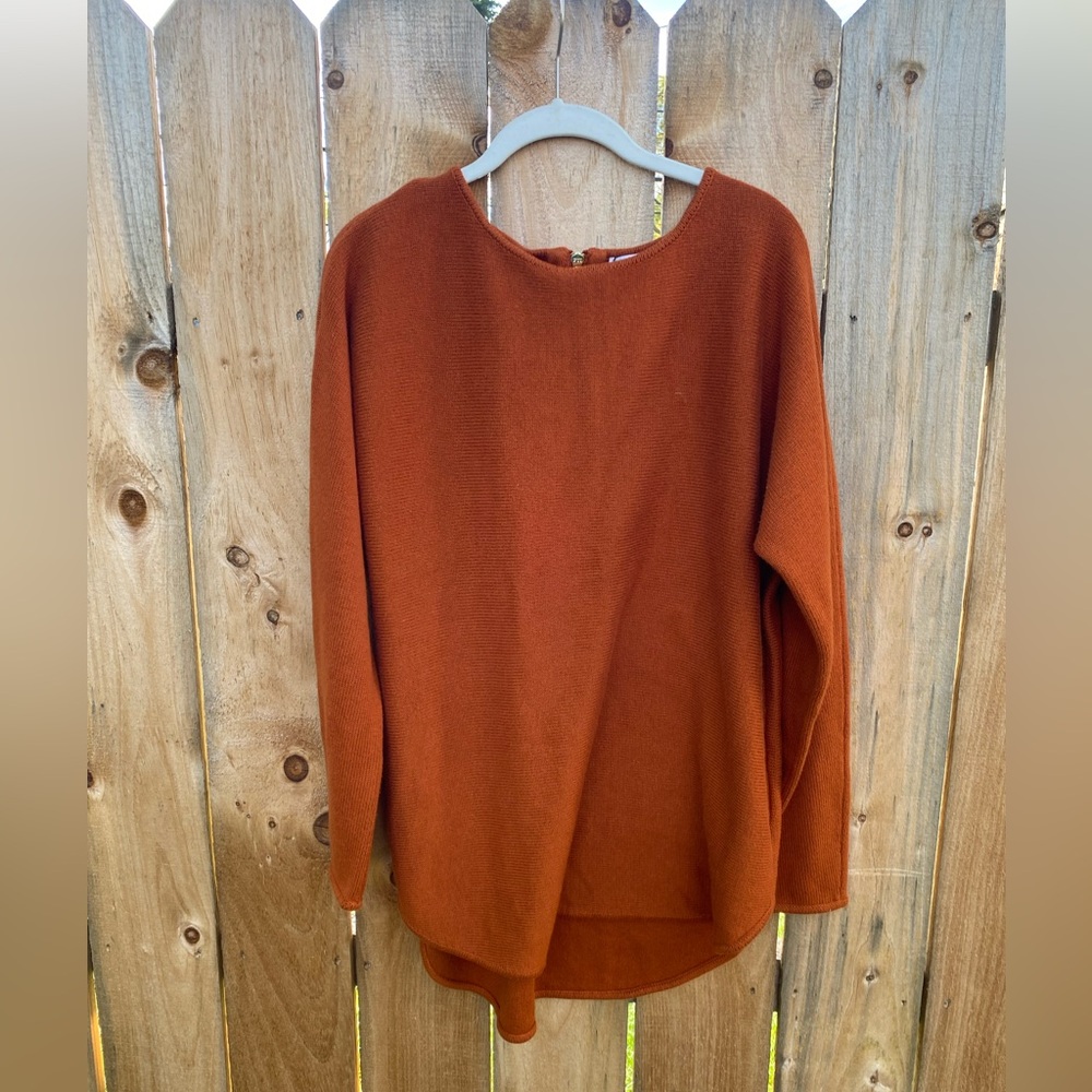 NWOT Michael Kors Women's Sweater Orange Long Sleeve 1/2 Zip Solid Round Neck L